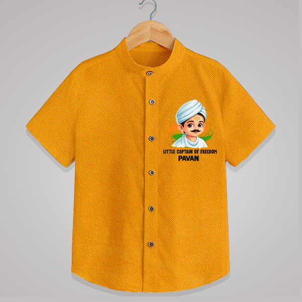 Little Captain of Freedom Personalized Shirt - CHROME YELLOW - 0 - 6 Months Old (Chest 23")