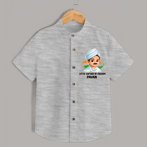 Little Captain of Freedom Personalized Shirt - GREY - 0 - 6 Months Old (Chest 23")