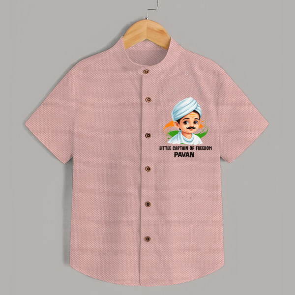Little Captain of Freedom Personalized Shirt - PEACH - 0 - 6 Months Old (Chest 23")