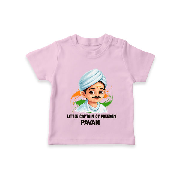 Little Captain of Freedom Personalized Kid T-shirt - BABY PINK - 0-5 Months Old (Chest 17")