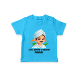 Little Captain of Freedom Personalized Kid T-shirt - SKY BLUE - 0-5 Months Old (Chest 17")