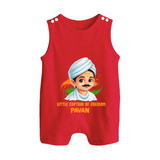 Little Captain of Freedom Personalized Button Romper - RED - New Born (Chest 18")