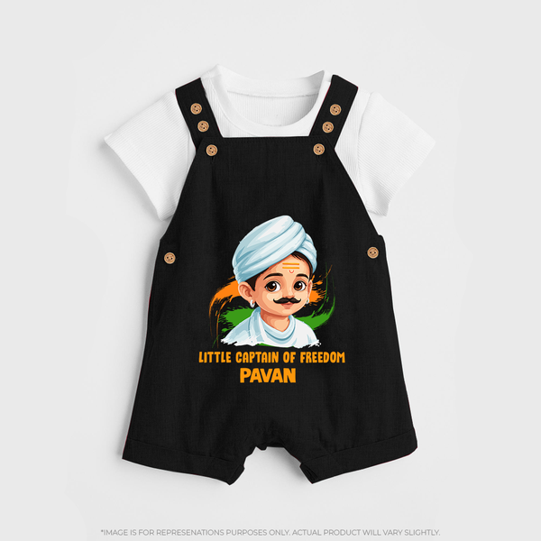 Little Captain of Freedom Personalized Dungaree - BLACK - 0 - 5 Months Old (Chest 18")
