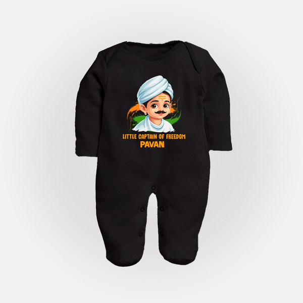 Little Captain of Freedom Personalized Fullbody suit - BLACK - New Born (Chest 7.5")