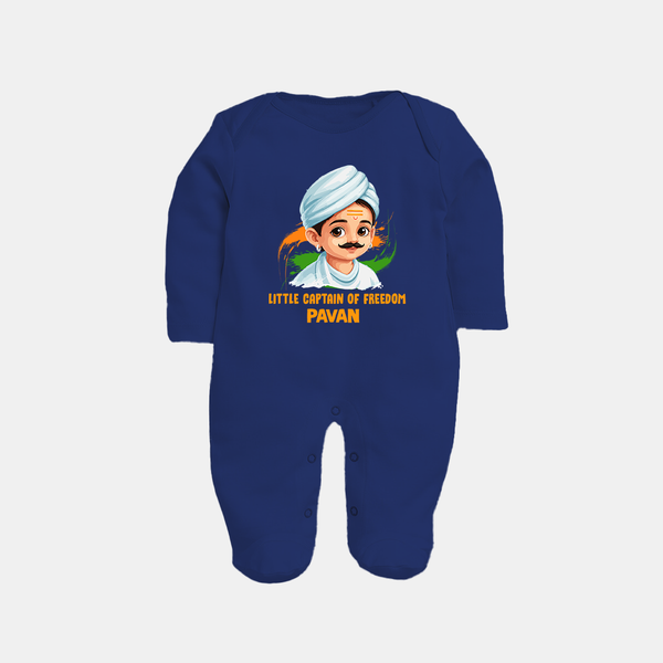Little Captain of Freedom Personalized Fullbody suit - NAVY BLUE - New Born (Chest 7.5")