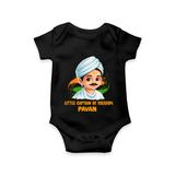 Little Captain of Freedom Personalized Baby Romper - BLACK - New Born (Chest 14")