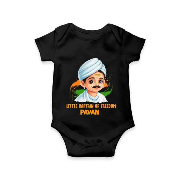 Little Captain of Freedom Personalized Baby Romper - BLACK - New Born (Chest 14")
