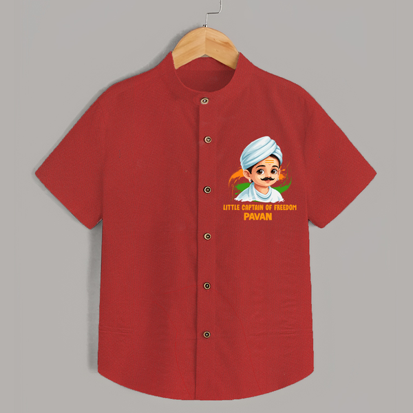 Little Captain of Freedom Personalized Shirt - RED - 0 - 6 Months Old (Chest 23")