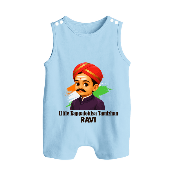 Little Kappalottiya Tamizhan Personalized Button Romper - BABY BLUE - New Born (Chest 18")