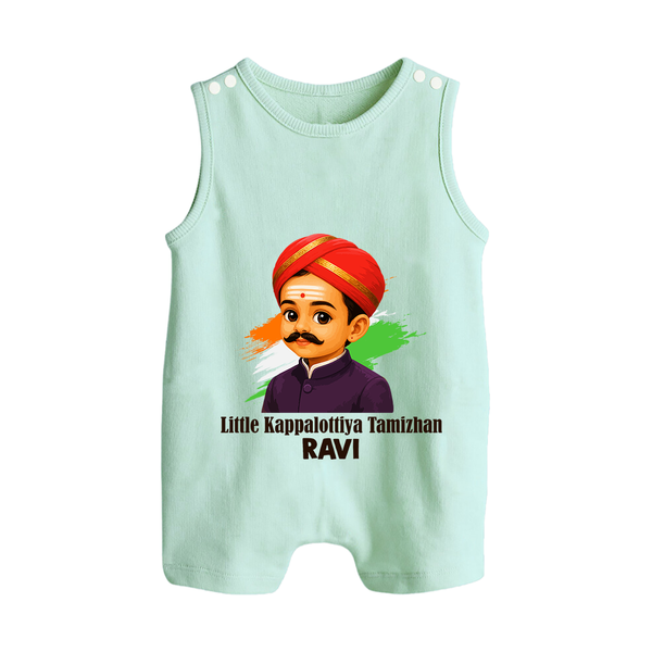 Little Kappalottiya Tamizhan Personalized Button Romper - MINT GREEN - New Born (Chest 18")