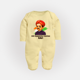 Little Kappalottiya Tamizhan Personalized Fullbody suit - PASTEL YELLOW - New Born (Chest 7.5")
