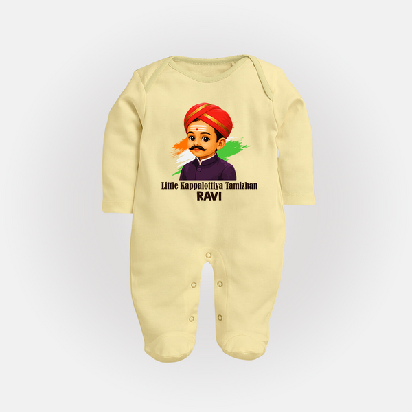 Little Kappalottiya Tamizhan Personalized Fullbody suit - PASTEL YELLOW - New Born (Chest 7.5")