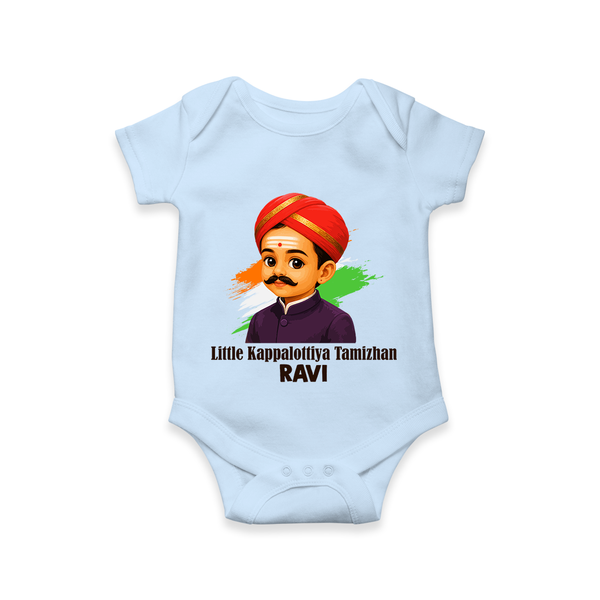 Little Kappalottiya Tamizhan Personalized Baby Romper - BABY BLUE - New Born (Chest 14")