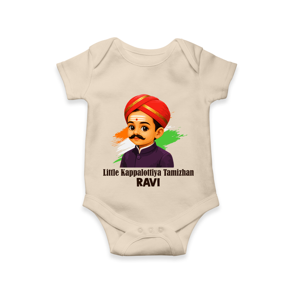 Little Kappalottiya Tamizhan Personalized Baby Romper - IVORY - New Born (Chest 14")