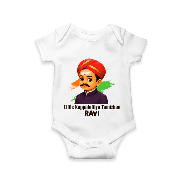 Little Kappalottiya Tamizhan Personalized Baby Romper - WHITE - New Born (Chest 14")