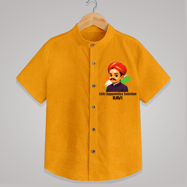 Little Kappalottiya Tamizhan Personalized Shirt - CHROME YELLOW - 0 - 6 Months Old (Chest 23")