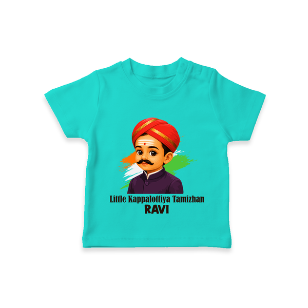 Little Kappalottiya Tamizhan Personalized Kid T-shirt - TEAL - 0-5 Months Old (Chest 17")