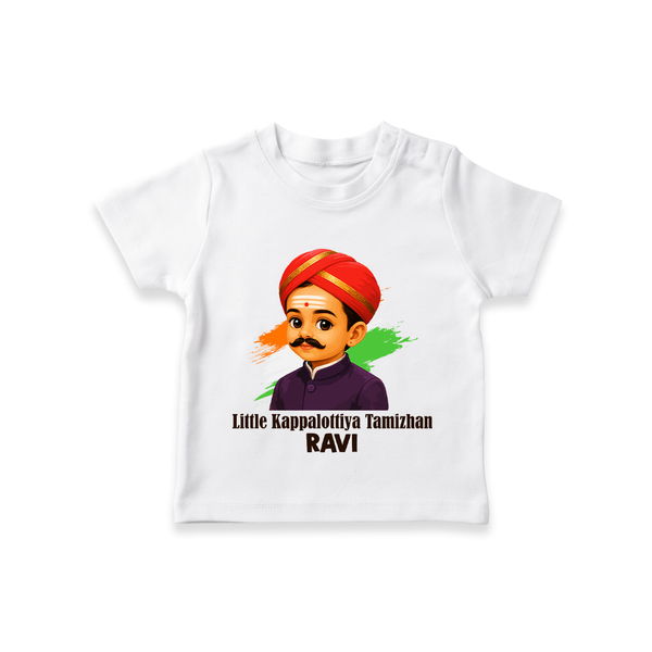 Little Kappalottiya Tamizhan Personalized Kid T-shirt - WHITE - 0-5 Months Old (Chest 17")