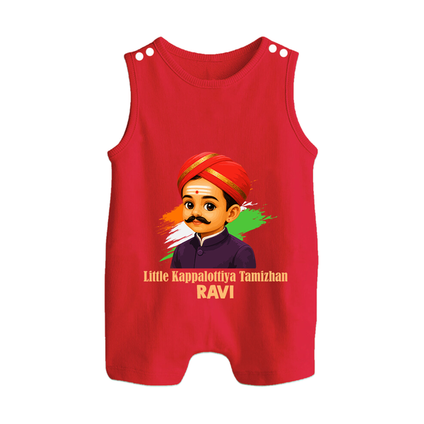 Little Kappalottiya Tamizhan Personalized Button Romper - RED - New Born (Chest 18")
