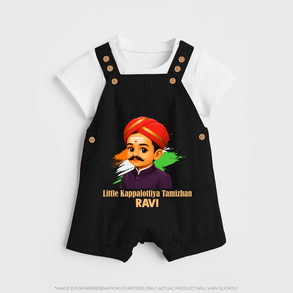 Little Kappalottiya Tamizhan Personalized Dungaree - BLACK - 0 - 5 Months Old (Chest 18")