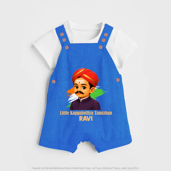 Little Kappalottiya Tamizhan Personalized Dungaree - COBALT BLUE - 0 - 5 Months Old (Chest 18")