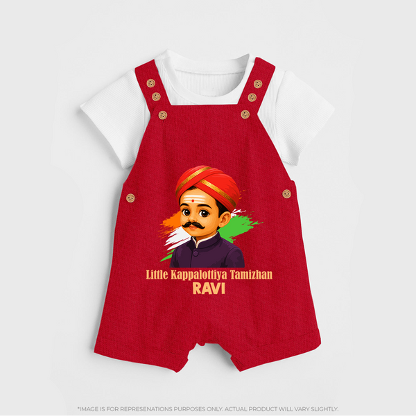 Little Kappalottiya Tamizhan Personalized Dungaree - RED - 0 - 5 Months Old (Chest 18")
