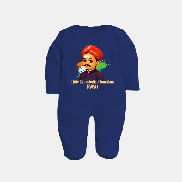 Little Kappalottiya Tamizhan Personalized Fullbody suit - NAVY BLUE - New Born (Chest 7.5")