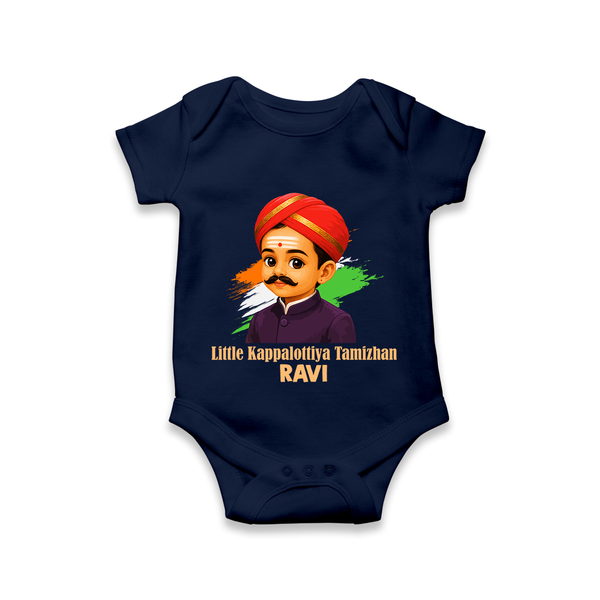 Little Kappalottiya Tamizhan Personalized Baby Romper - NAVY BLUE - New Born (Chest 14")