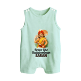 Brave Like Kattabomman Personalized  Button Romper - MINT GREEN - New Born (Chest 18")