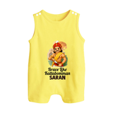 Brave Like Kattabomman Personalized  Button Romper - PASTEL YELLOW - New Born (Chest 18")