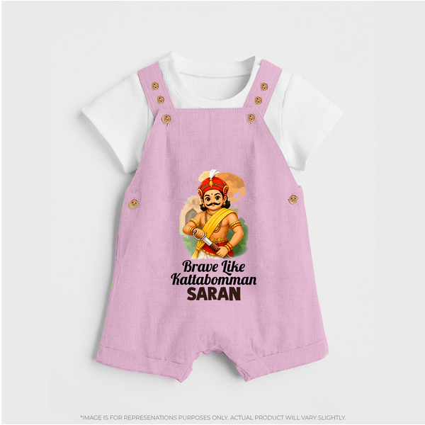 Brave Like Kattabomman Personalized  Dungaree - BABY PINK - 0 - 5 Months Old (Chest 18")