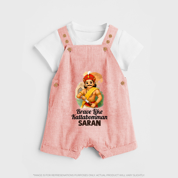 Brave Like Kattabomman Personalized  Dungaree - PEACH - 0 - 5 Months Old (Chest 18")