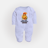 Brave Like Kattabomman Personalized  Fullbody suit - BABY BLUE - New Born (Chest 7.5")
