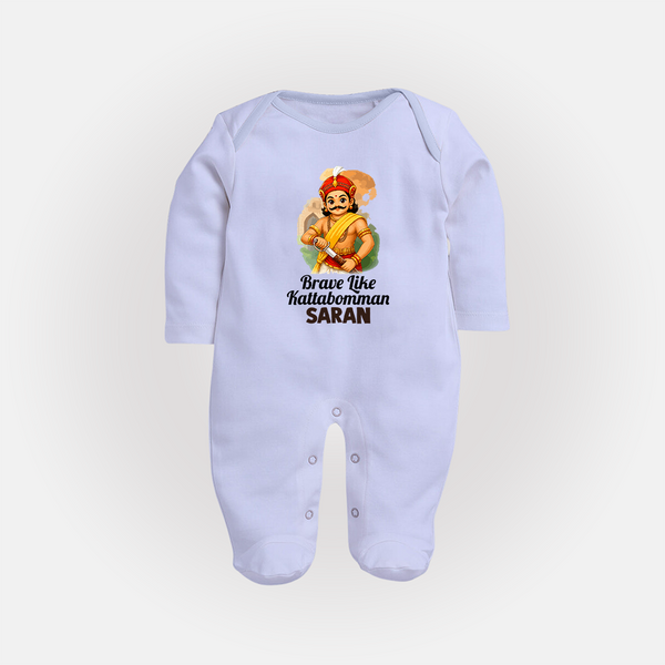 Brave Like Kattabomman Personalized  Fullbody suit - BABY BLUE - New Born (Chest 7.5")