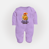 Brave Like Kattabomman Personalized  Fullbody suit - LILAC - New Born (Chest 7.5")