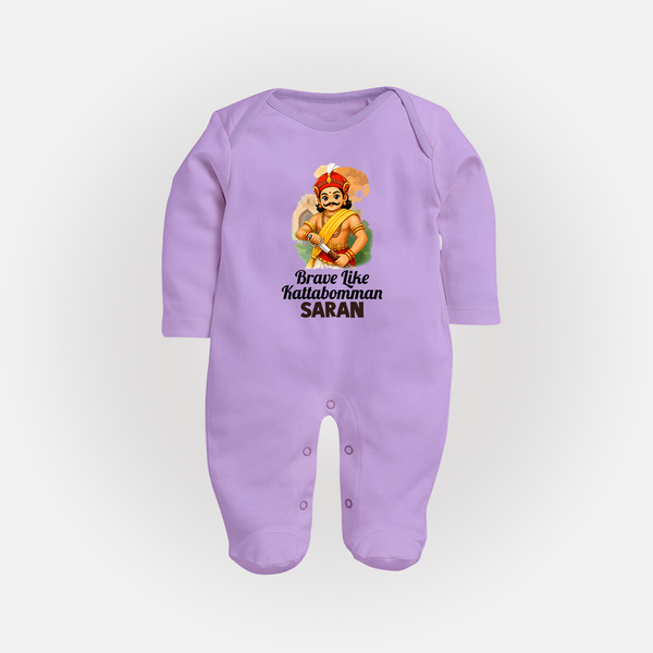Brave Like Kattabomman Personalized  Fullbody suit - LILAC - New Born (Chest 7.5")