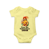 Brave Like Kattabomman Personalized  Baby Romper - PASTEL YELLOW - New Born (Chest 14")