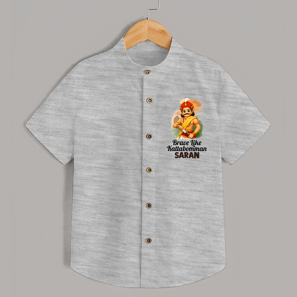 Brave Like Kattabomman Personalized  Shirt - GREY - 0 - 6 Months Old (Chest 23")