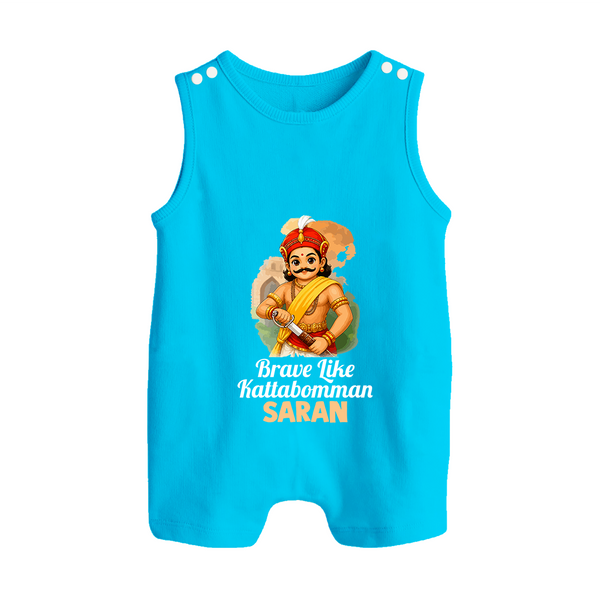 Brave Like Kattabomman Personalized  Button Romper - SKY BLUE - New Born (Chest 18")