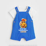 Brave Like Kattabomman Personalized  Dungaree - COBALT BLUE - 0 - 5 Months Old (Chest 18")