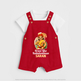 Brave Like Kattabomman Personalized  Dungaree - RED - 0 - 5 Months Old (Chest 18")