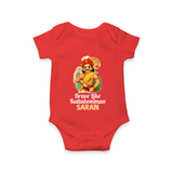 Brave Like Kattabomman Personalized  Baby Romper - RED - New Born (Chest 14")
