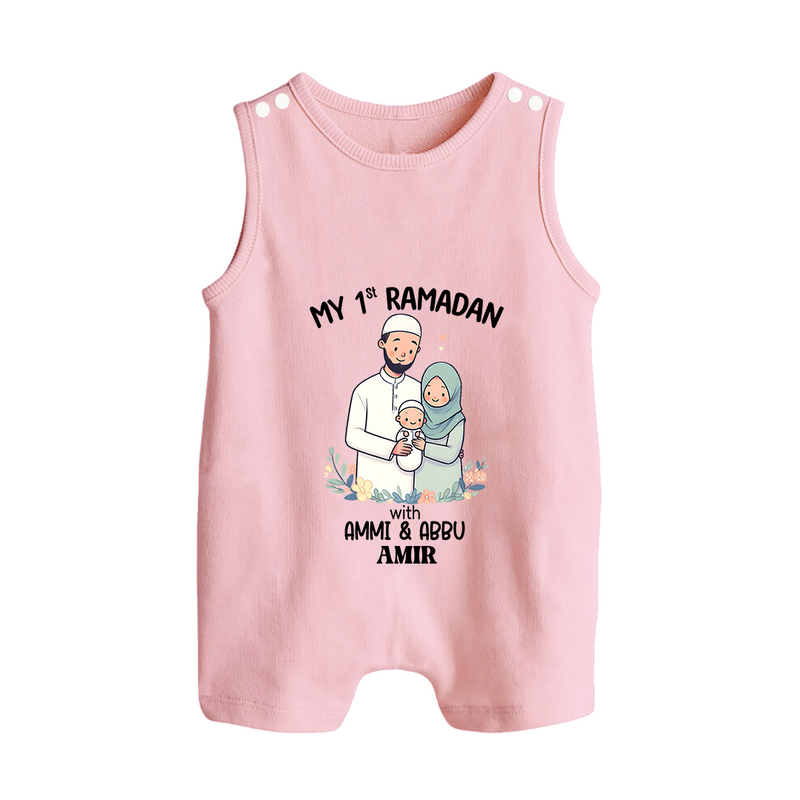 My First Ramadan With Ammi & Abbu  - A Month of Blessings With Our Customized Romper Suit For Babies With Name - BABY PINK - 0 - 5 Months Old (Chest 18")