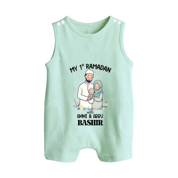 My First Ramadan Custom Name Kids Romper Suit - MINT GREEN - 0 - 5 Months Old (Chest 18")