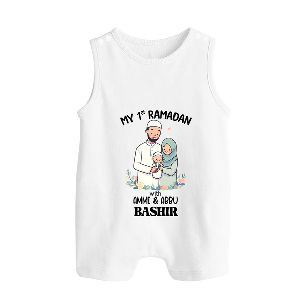 My First Ramadan Custom Name Kids Romper Suit - WHITE - 0 - 5 Months Old (Chest 18")