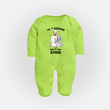 My First Ramadan Custom Name Kids Fullbody Suit - LIME GREEN - New Born (Chest 7.5")