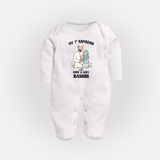 My First Ramadan Custom Name Kids Fullbody Suit - WHITE - New Born (Chest 7.5")