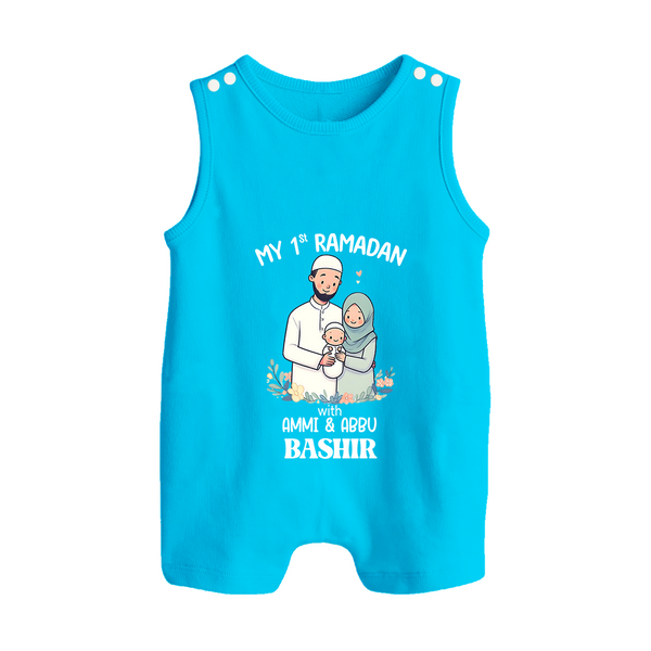 My First Ramadan Custom Name Kids Romper Suit - SKY BLUE - 0 - 5 Months Old (Chest 18")