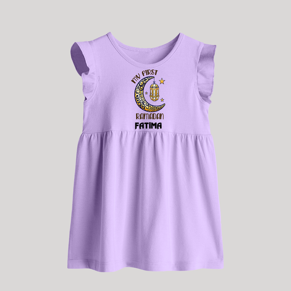 Personalised Ramadan Special Kids Baby Frock - LILAC - 0 - 3 Months Old (Chest 17")