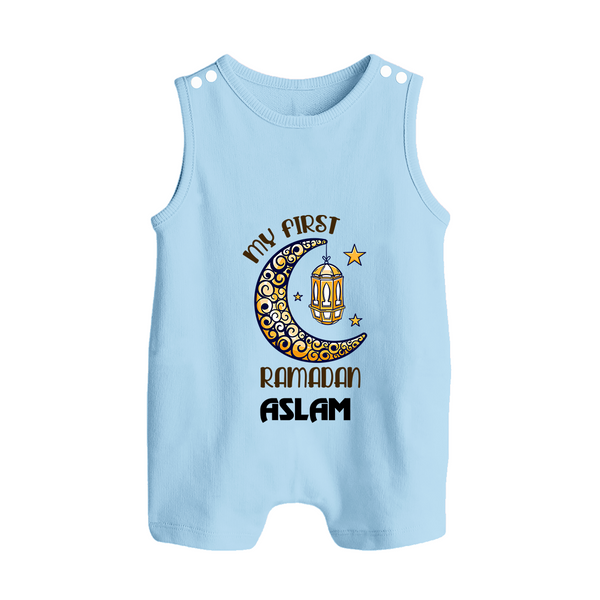 Personalised Ramadan Special Kids Romper Suit - BABY BLUE - 0 - 5 Months Old (Chest 18")